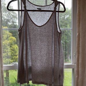 Old Navy White and Navy Knotted Relaxed Tank Top- L